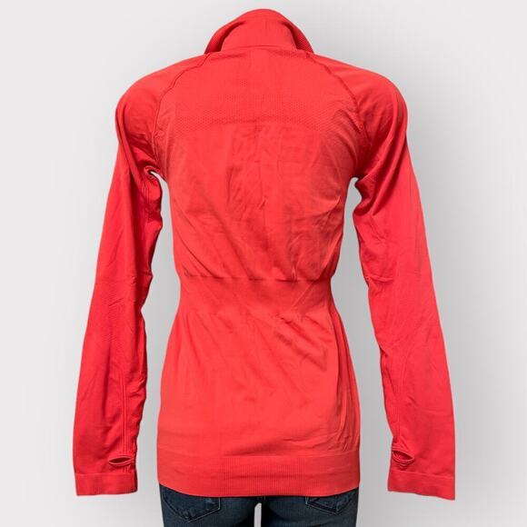 Lucy Tech 1/4 Zip Seamless Pullover Athletic Top M Coral Long Sleeves Thumbholes - Picture 4 of 10